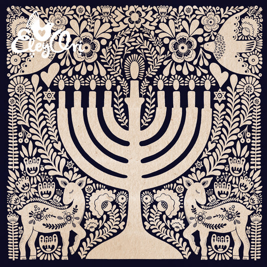 Hanukkah Menorah Ori Art Print (vintage)